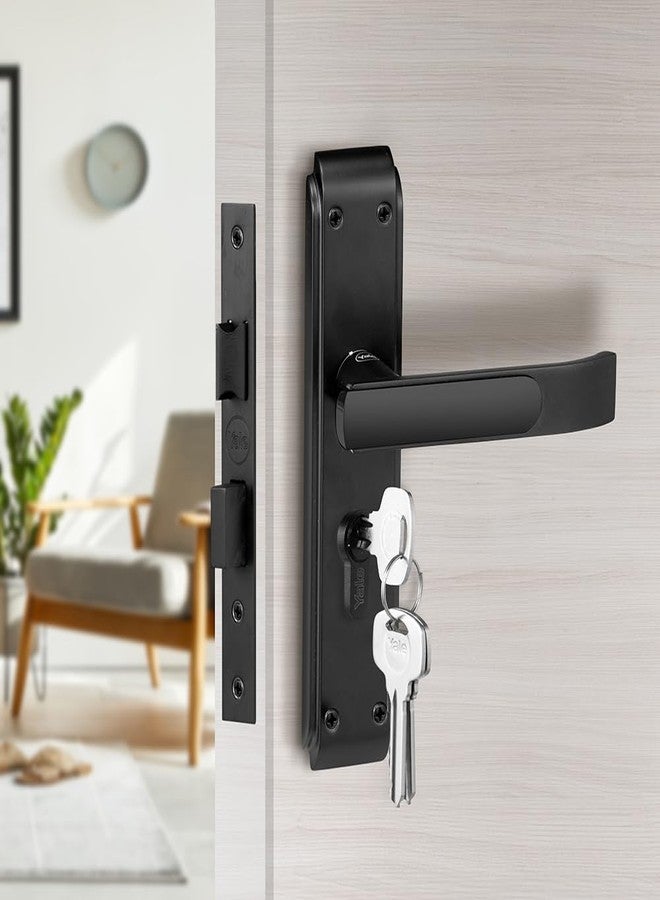 ييل قفل باب نقر من نوع Yale YECM-603-8P-TT-BM لغرفة النوم/المنزل/المكتب/الفندق مناسب للأبواب ذات الفتحة اليسرى/اليمنى | طقم مقبض مع لوحة خلفية 8 بوصة مع زر إبهام، 3 مفاتيح، أسطوانة وجسم القفل (أسود مطفي) - Image 1